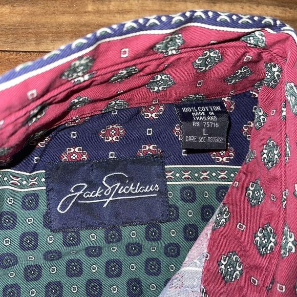 Jack Nicklaus Button Up Color Block Striped Shirt Men’s Size Large - Picture 7 of 11